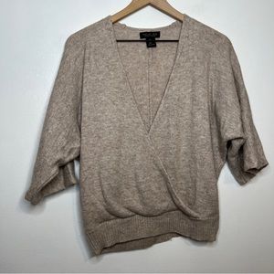 Rachel Zoe 3/4 Sleeve Wool Blend V Neck Faux Wrap Sweater Top Size Small